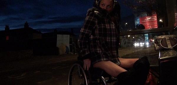  Leah Caprice flashing pussy in public from her wheelchair with handicapped engli